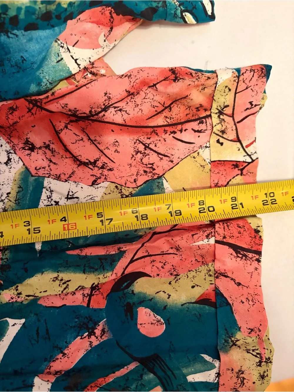 Tropical Print High-Waist Shorts - Coral, Teal, Yellow